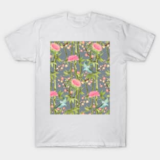 Bamboo, Birds and Blossom - grey T-Shirt